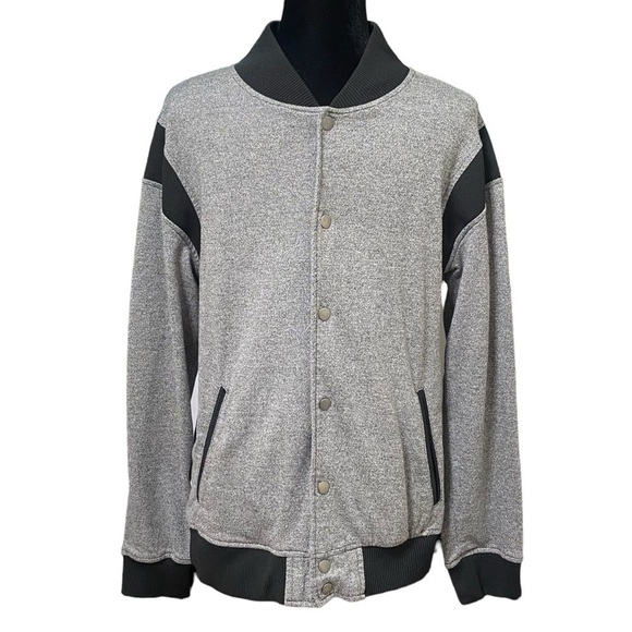 Brooklyn Cloth Other - Brooklyn Cloth Varsity Bomber Jacket Gray Black Fleece Medium Streetwear